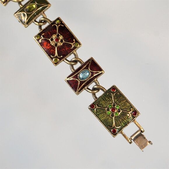 VNT Broken Liz Claiborne Bracelet Enamel Cabochons Parts Repairs Jewelry Making - Picture 1 of 8